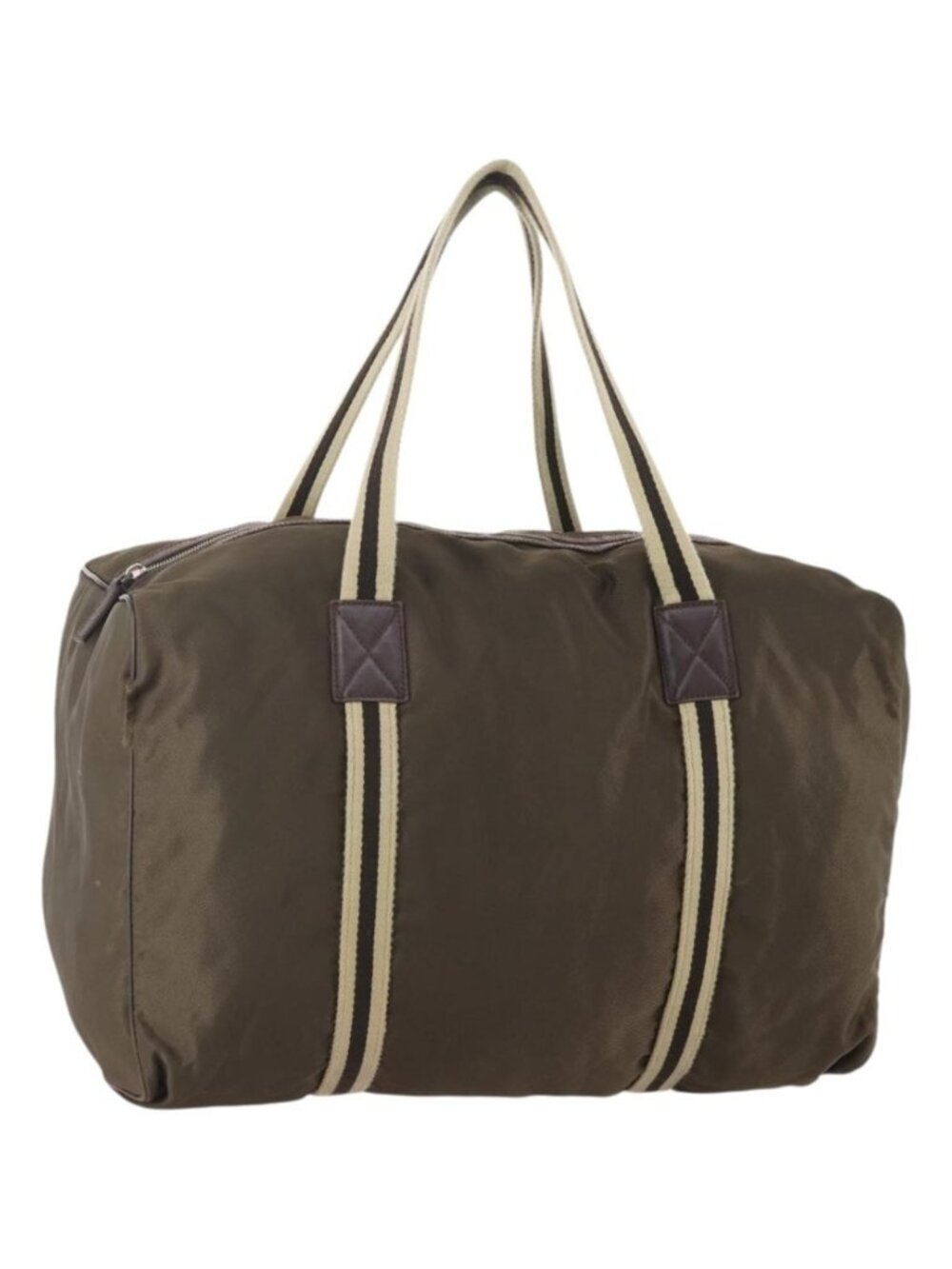 GUCCI Boston Bag Nylon Khaki Silver 012 8657 3754